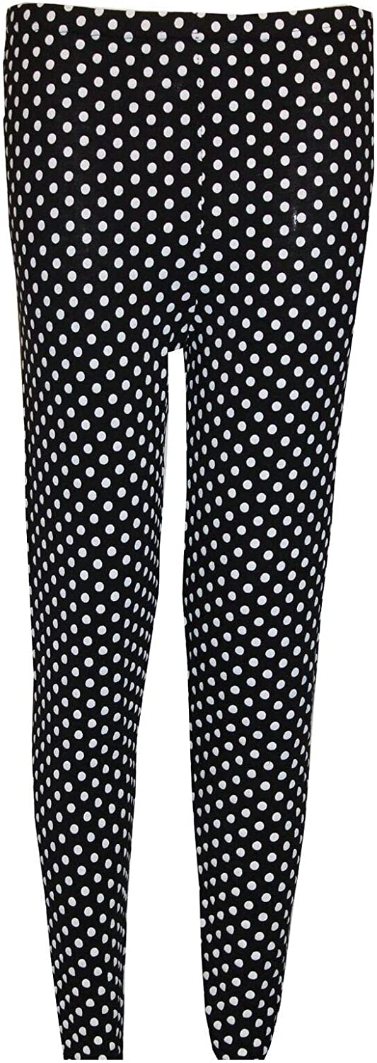 Womens Black Polka Dot Print Leggings Yoga Sports Workout Pants Ladies Evening Dating Dressing Holiday Skinny Leggings S/3XL UK 8-26