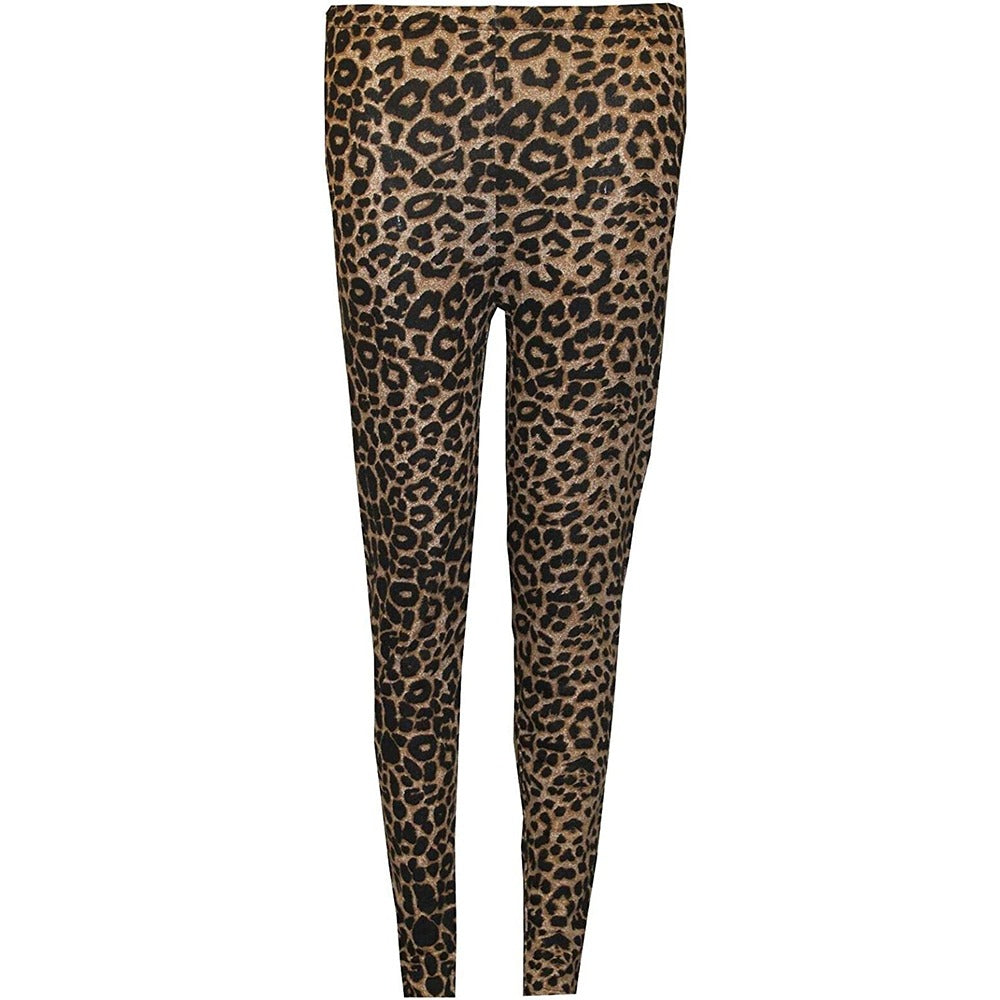 Womens Brown Leopard Print Leggings Yoga Sports Workout Pants Ladies Evening Dating Dressing Holiday Skinny Leggings S/3XL UK 8-26