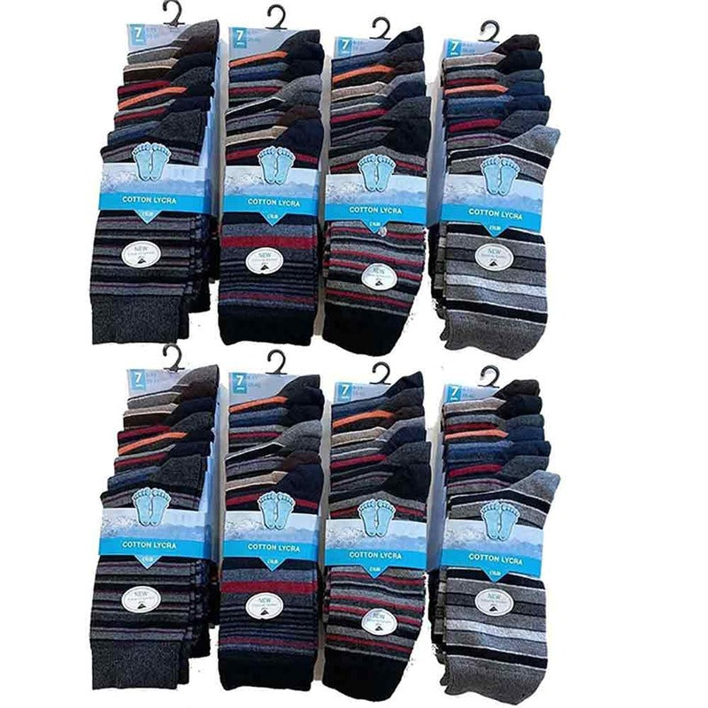 7 Pairs of Mens Designer Everyday Office Socks Adults Casual Stripe Cotton Socks