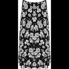 Ladies Fancy Floral Print Elasticated Waist Ice Floral Full Length Party Wear Maxi Skirt UK 14-28