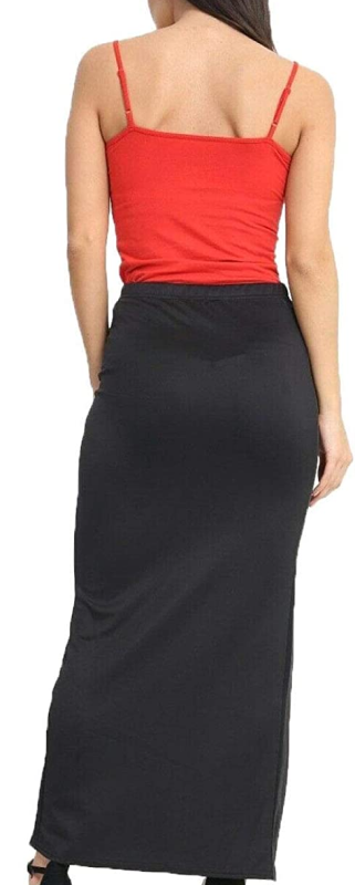 Womens Ladies Plain Front Slit Split with Zip Skirt Ladies Stretch Bodycon Maxi Skirt