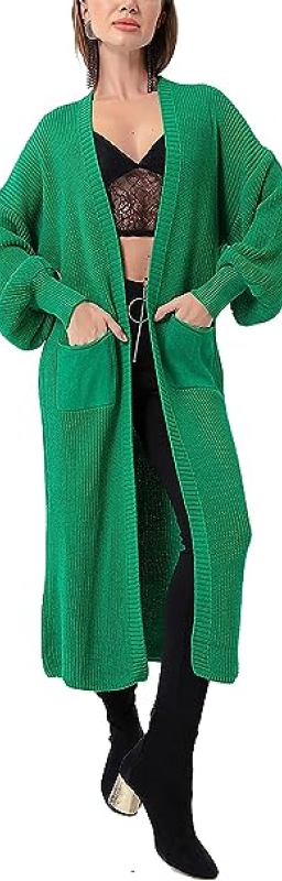 LADIES CHUNKY KNITTED BALLOON SLEEVE OVERSIZE CARDIGAN WOMENS BAGGY FIT CARDIGAN