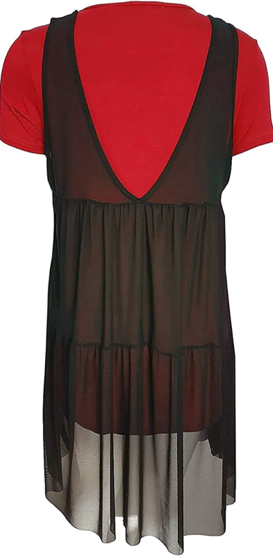 Copy of Womens Plus Size Red Sheer Mesh Kill Them with Kindness Slogan BlackTulle T Shirt Dress