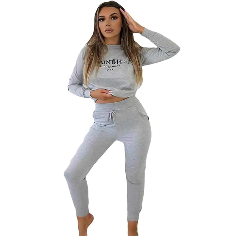 Lounge Wear Sets YE Saint West Slogan Long Sleeve Jogging Tracksuit