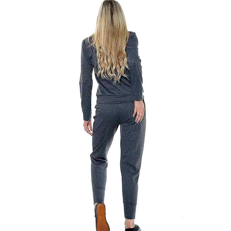 Womens Plain Long Sleeve 2 Piece Loungewear Boxy Tracksuit Ladies Top and Jogger Set Size S/M-XXL