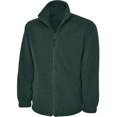 Adults Long Sleeves Anti Pill Micro Fleece Jackets Mens Plain Zip Up Outerwear Coat Tops Bottle Green