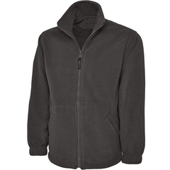 Adults Long Sleeves Anti Pill Micro Fleece Jackets Mens Plain Zip Up Outerwear Coat Tops Charcoal