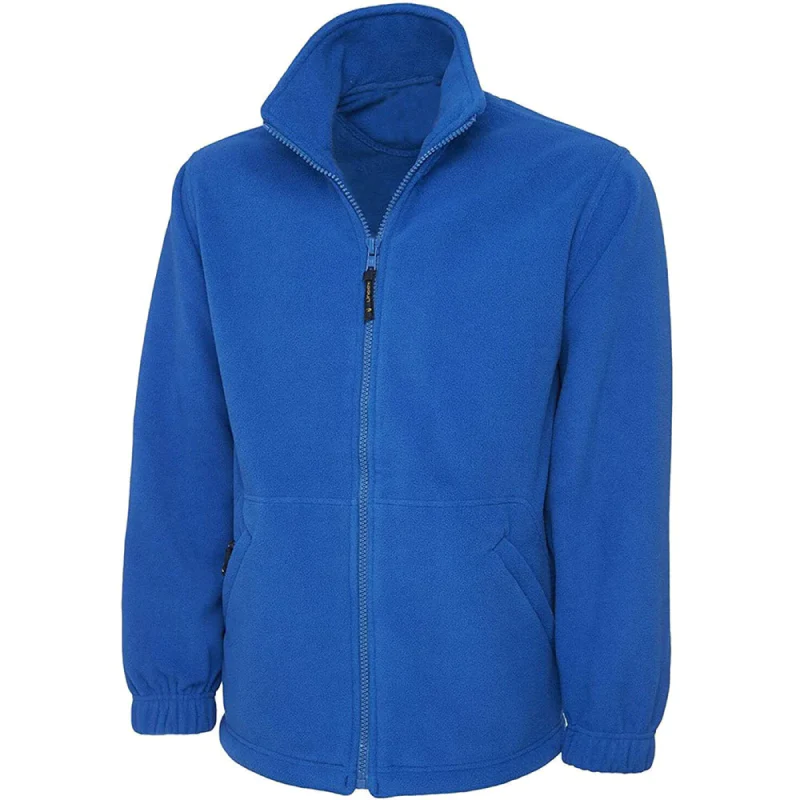 Adults Long Sleeves Anti Pill Micro Fleece Jackets Mens Plain Zip Up Outerwear Coat Tops Royal Blue