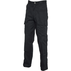 Mens Flat Front Workwear Heavy Duty Cargo Trousers Adults Plain Knee Pad Pockets Pants