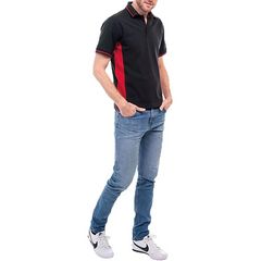 Mens 3 Button Two Tone Raised Collar Tops Adults Slim Fit Summer Wear Contrast T Shirts