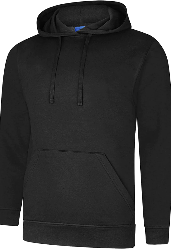 Adults Long Sleeve Plain Deluxe Hooded Hoodie Mens Pullover Front Pocket Sweatshirt