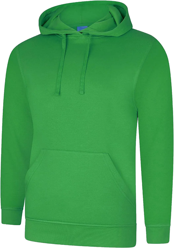 Adults Long Sleeve Plain Deluxe Hooded Hoodie Mens Pullover Front Pocket Sweatshirt