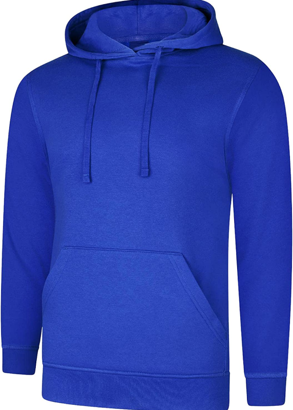 Adults Long Sleeve Plain Deluxe Hooded Hoodie Mens Pullover Front Pocket Sweatshirt