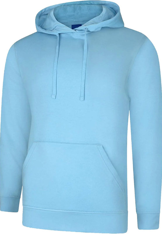 Adults Long Sleeve Plain Deluxe Hooded Hoodie Mens Pullover Front Pocket Sweatshirt