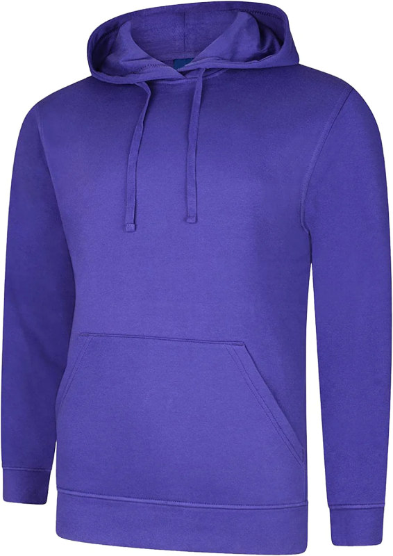 Adults Long Sleeve Plain Deluxe Hooded Hoodie Mens Pullover Front Pocket Sweatshirt