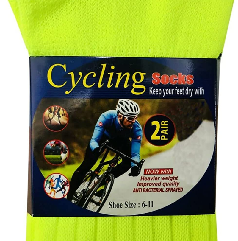 Mens High Viz Regular Cut Stretchy Cycling Socks Adults Lightweight Casual Neon Socks For Sports Road Biking