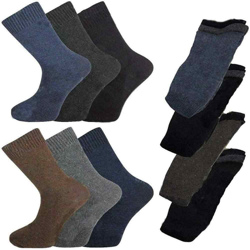Lambs Wool Blend Plain Socks Mens Adults Extra Warm Winter Thick Thermal Socks