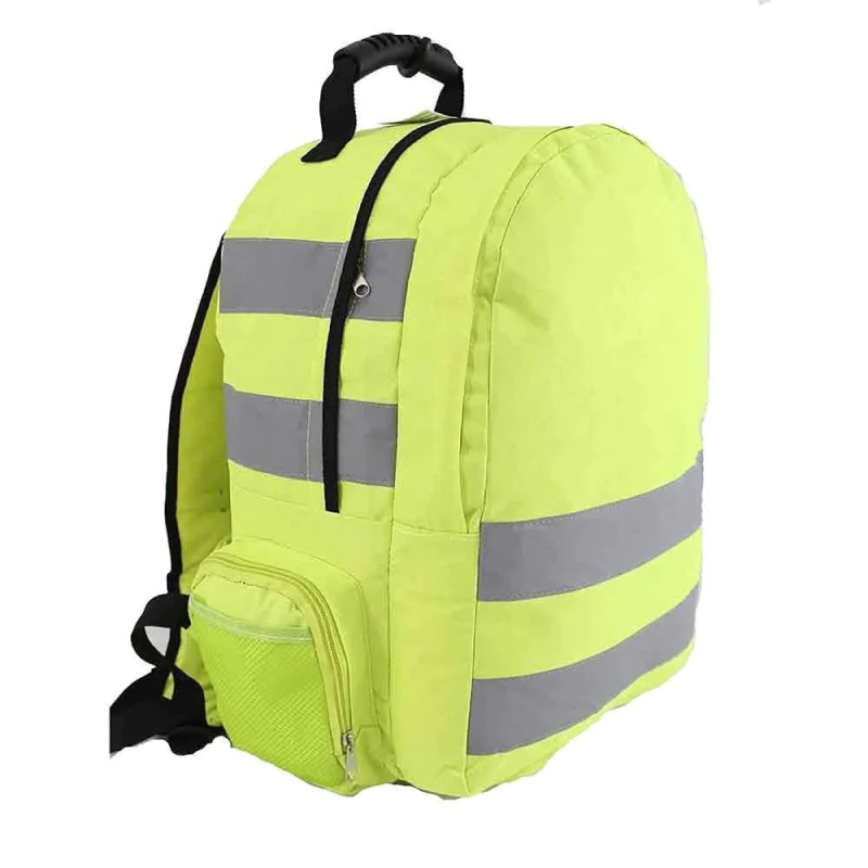 High Visibility Rucksack School Bags Reflective Strips Cycling Walking Sports Backpack One Size Yellow