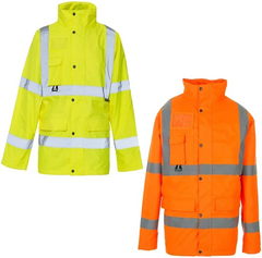Mens High Visibility Front Pocket Breathable Jacket Adults Safety Waterproof Top