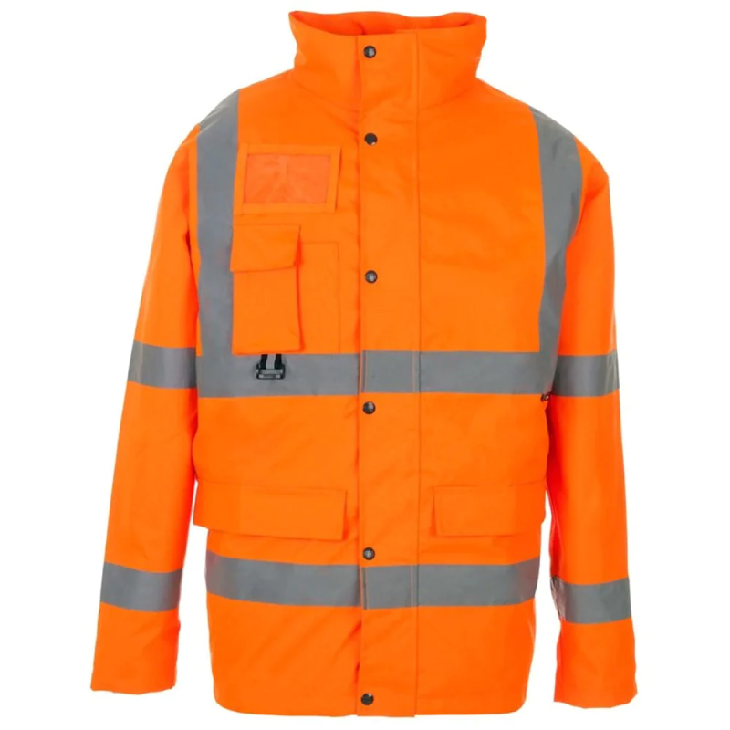 Mens High Visibility Front Pocket Breathable Jacket Adults Safety Waterproof Top