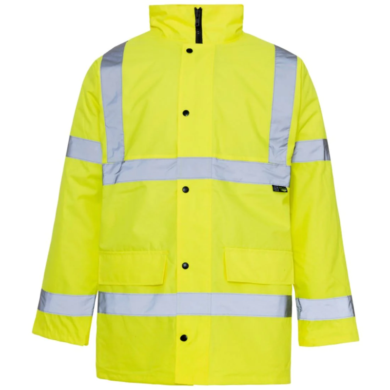 Mens High Visibility Standard Parka Jacket Adults Waterproof Front Pocket Coat