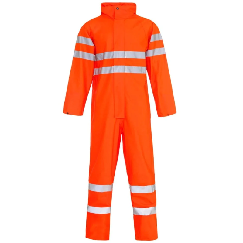 Mens High Visibility Waterproof Coverall Adults Outdoor Work Wear Overall Suit Orange