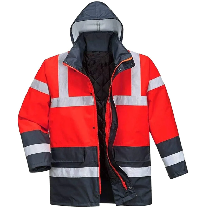 Adults High Visibility Reflective Safety Jacket Mens Heavy Duty Work Work Coat