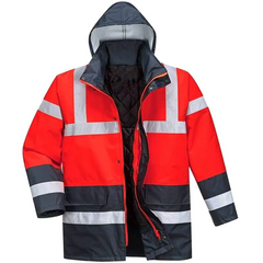 Adults High Visibility Reflective Safety Jacket Mens Heavy Duty Work Work Coat Orange-Navy