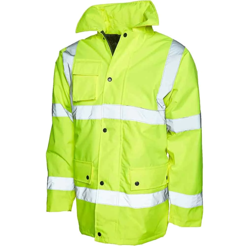 Mens Long Sleeve Padded Lined Zip Up Jacket Jacket High Visibility Workwear Coat Top