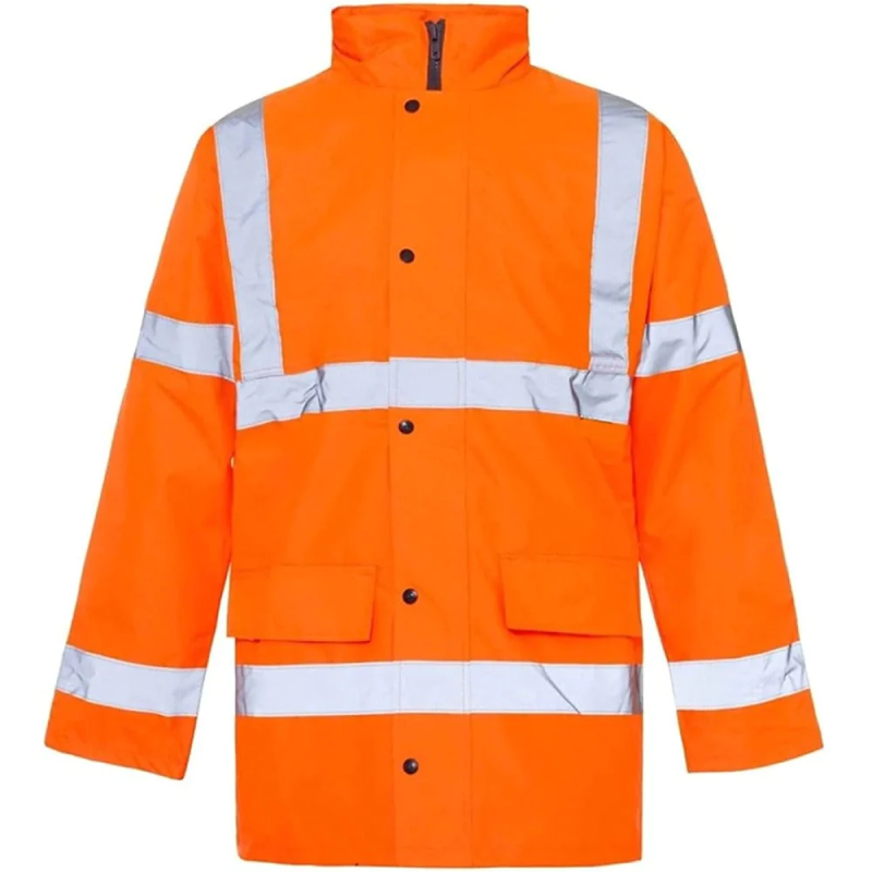 Mens Hi Vis Waterproof Parka Jacket High Visibility Safety Work Long Sleeve Coat Small/4X-Large Orange Parka