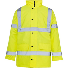 Mens Hi Vis Waterproof Parka Jacket High Visibility Safety Work Long Sleeve Coat Small/4X-Large Yellow Parka