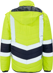 Adults Full Zip Two Tone Contrast Puffer Jackets Mens Hi Vis Long Sleeve Breathable Coats Yellow