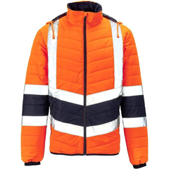 Adults Full Zip Two Tone Contrast Puffer Jackets Mens Hi Vis Long Sleeve Breathable Coats