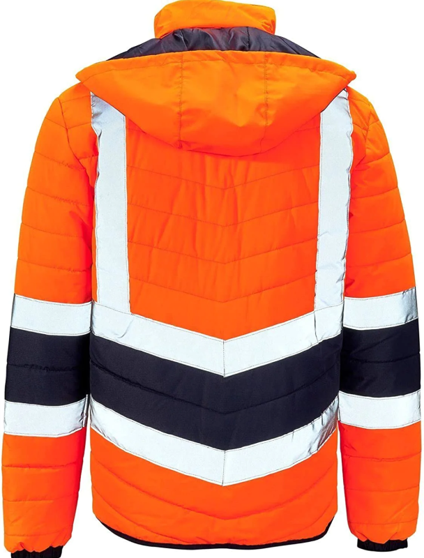 Adults Full Zip Two Tone Contrast Puffer Jackets Mens Hi Vis Long Sleeve Breathable Coats