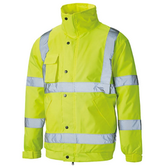 Hi Vis Reflective Safety Bomber Jacket Front Pockets Outdoor Bomber Jacke Yellow
