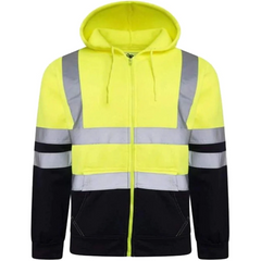 CONSTRUCTION WORK HI VISIBILITY ZIP UP 2 Tone PULL OVER HOODED Yellow/Navy Zip Up Hoodie