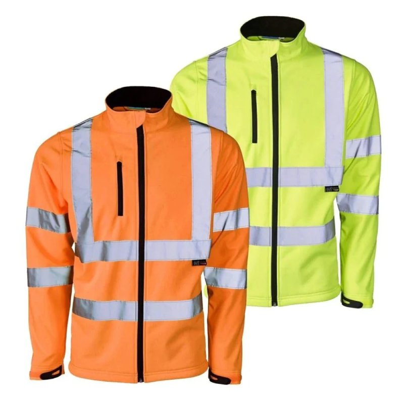 Mens High Visibility Soft Shell Bomber Jacket Adults Waterproof Outdoor Work Top