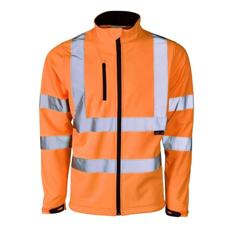 Mens High Visibility Soft Shell Bomber Jacket Adults Waterproof Outdoor Work Top Orange