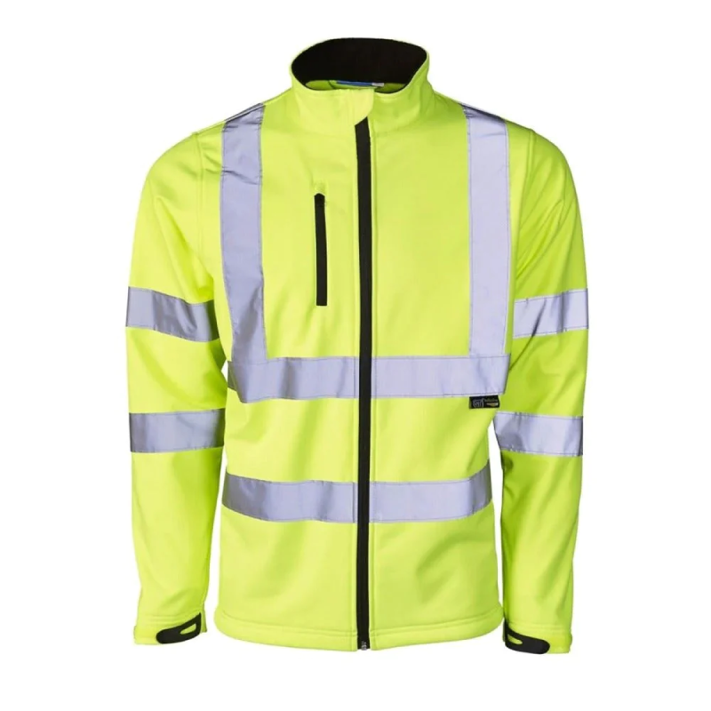 Mens High Visibility Soft Shell Bomber Jacket Adults Waterproof Outdoor Work Top Yellow
