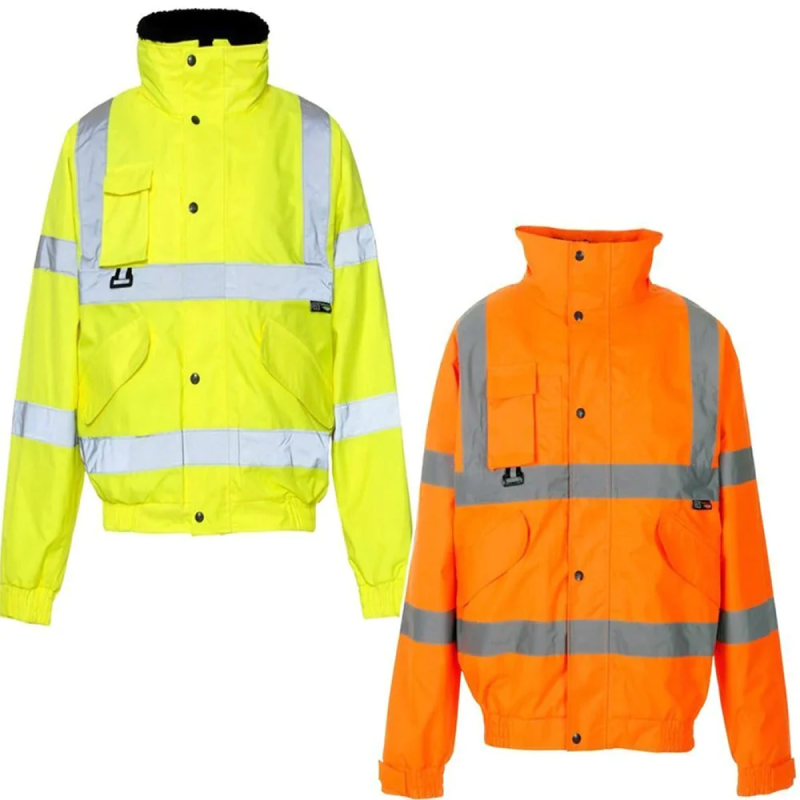 Mens High Visibility Breathable Bomber Jacket Adults Waterproof Front Pocket Top