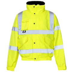 Mens High Visibility Breathable Bomber Jacket Adults Waterproof Front Pocket Top Yellow