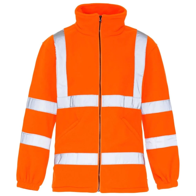 Adults Hi Vis Reflective Fleece Jacket Mens Heavy Duty Outdoor Wearing Warm Top