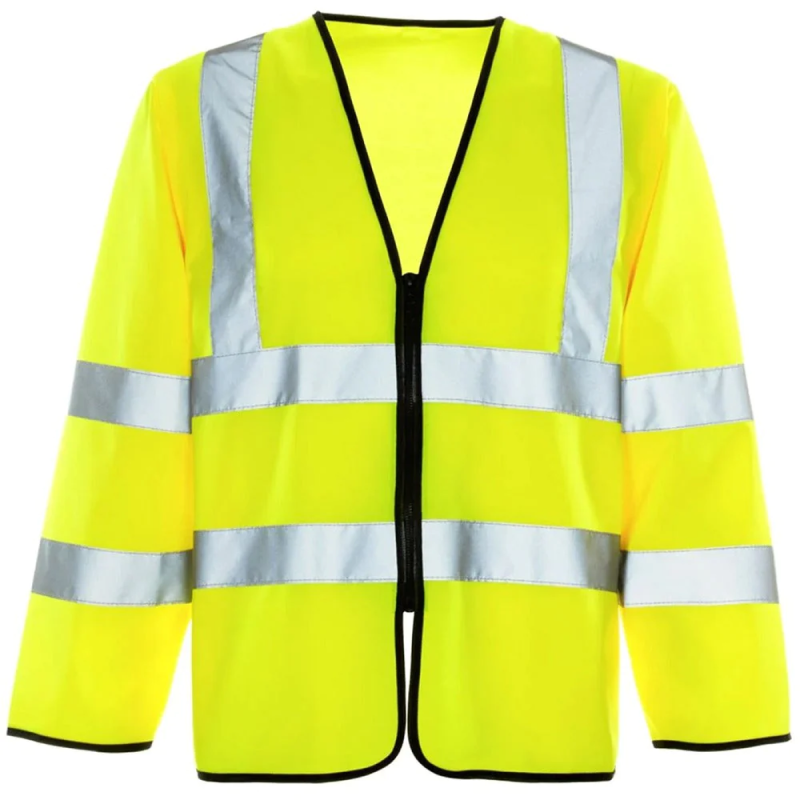 Adults Hi Vis Reflective Polycotton Long Coat Men Heavy Duty Working Wear Jacket Yellow