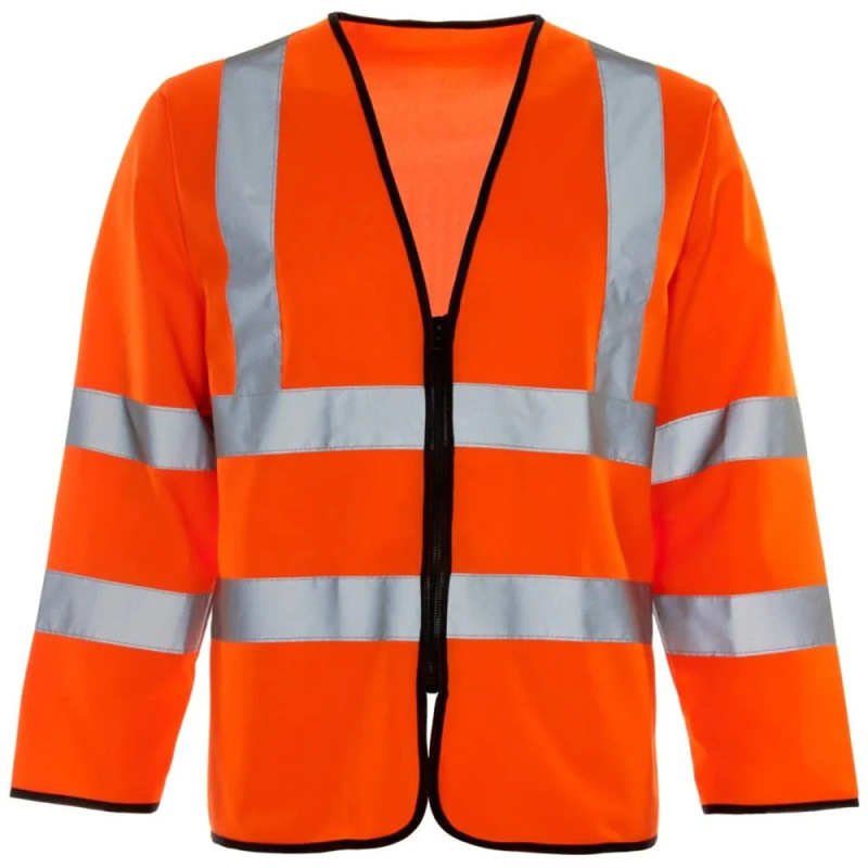 Adults Hi Vis Reflective Polycotton Long Coat Men Heavy Duty Working Wear Jacket Orange