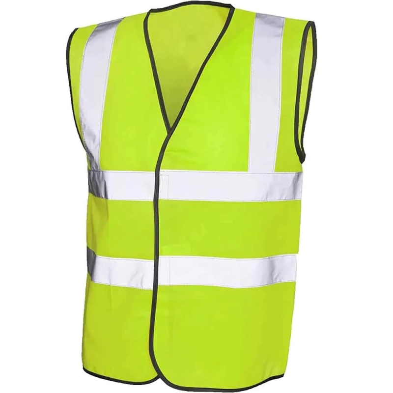 Adults Sleeveless High Visibility Work Wear Vest Top Hi Vis Reflective Stripe Waistcoat Yellow