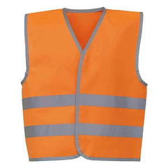 Kids Hi Vis Sleeveless Vest Top Childrens Boys Visibility Safety Waistcoat Orange