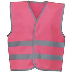 Kids Hi Vis Sleeveless Vest Top Childrens Boys Visibility Safety Waistcoat Pink