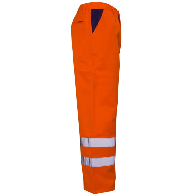 Mens High Visibility Polycotton Trouser Adults Safety Outdoor Wear 2 Bands Pants