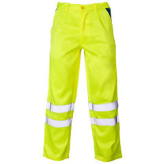 Mens High Visibility Polycotton Trouser Adults Safety Outdoor Wear 2 Bands Pants
