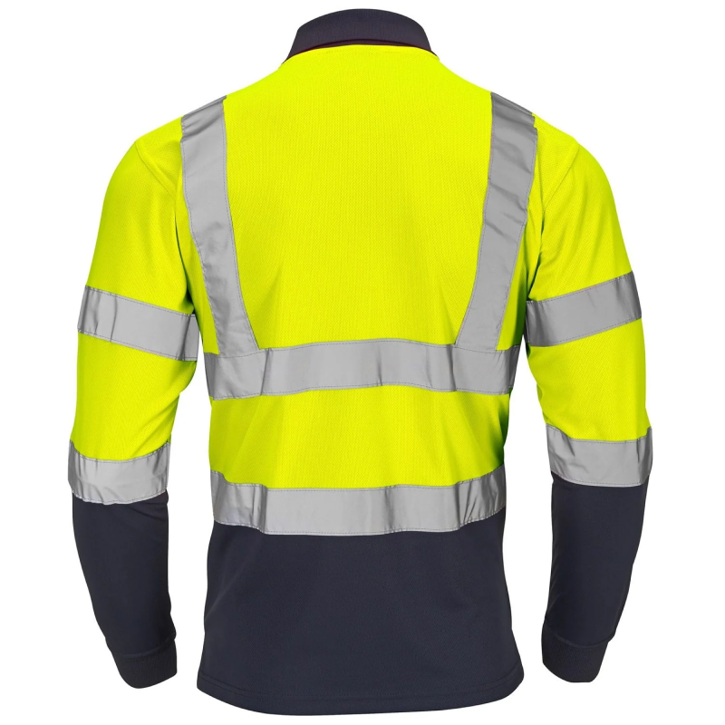 Mens Adult High Visibility Two Tone Polyester Tees Long Sleeve Safety Wear Shirt